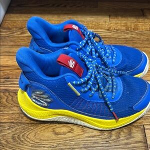 Steph curry under armour sneakers youth 5 blue yellow kids boys